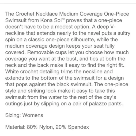 KONA SOL gorgeous one piece bathing suit S crochet - Picture 7 of 9